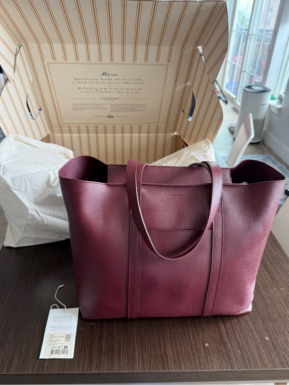 Sezane Gabin Bag - Burgundy Grained Leather - Picture 2 of 12